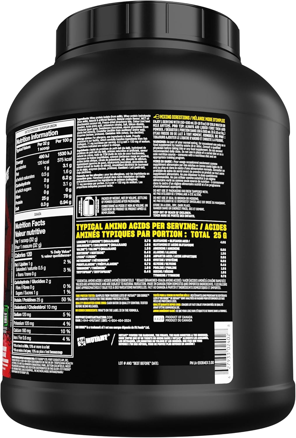 Sữa Protein Mutant ISO Surge 5LB Hương Vị Hỗn Hợp